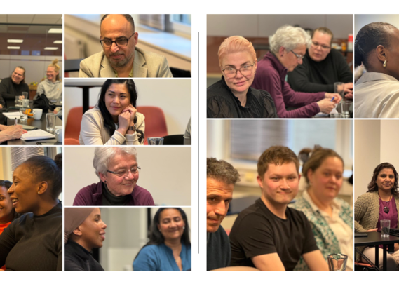 flere bilder av personer samlet i et fagmøte satt sammen