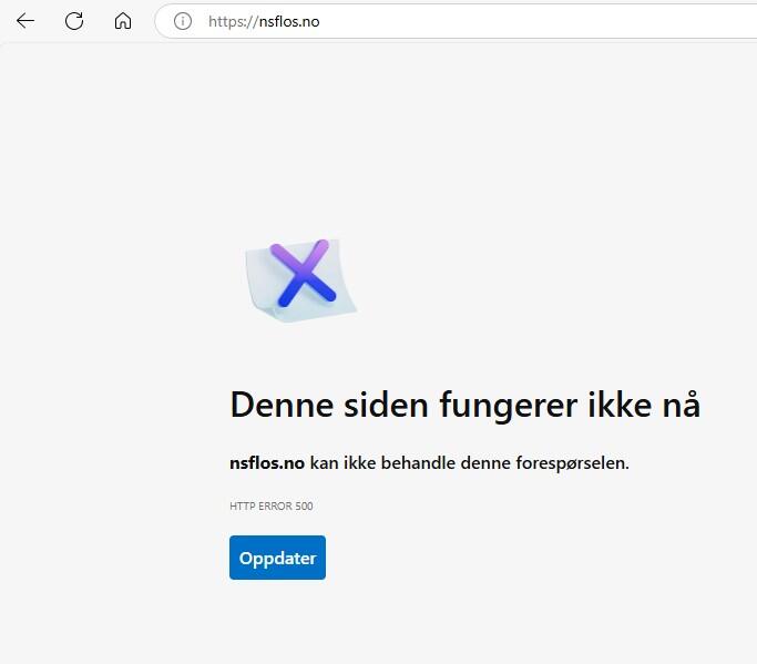 Bilde av en nettside som ikke fungerer