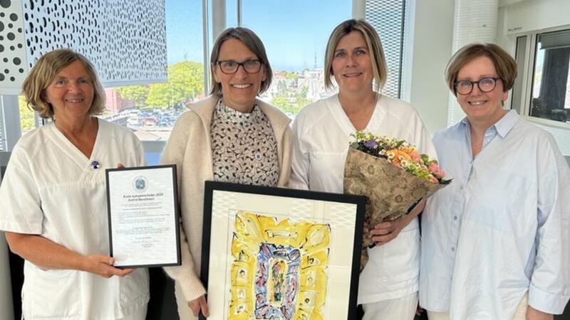 Årets sykepleierleder sammen med forslagsstillere og fylkesleder